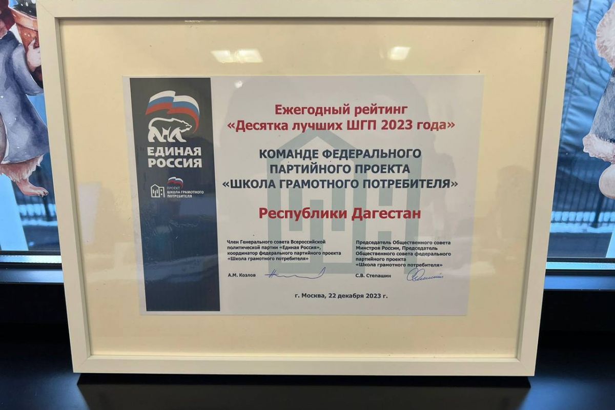 Дагестан в десятке лучших по реализации проекта «Единой России» - «Школа грамотного потребителя»