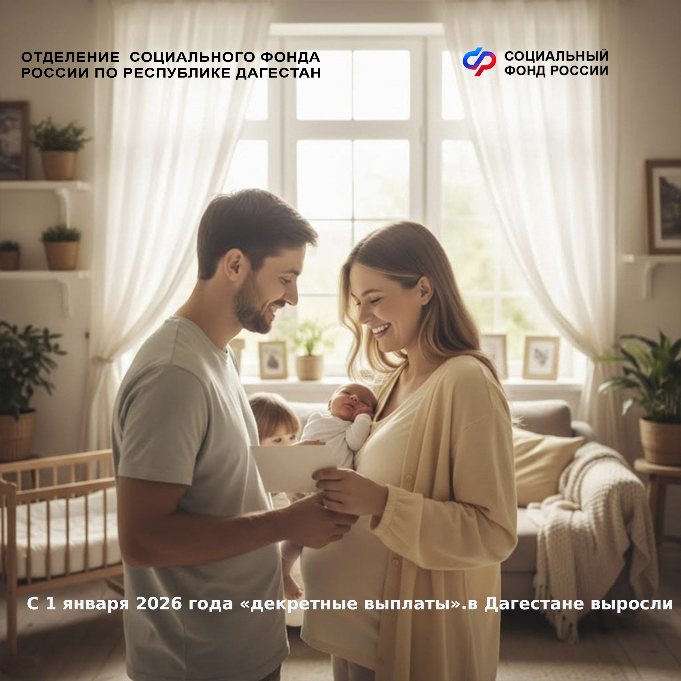 С 2026 года Отделение СФР по Республике Дагестан выплачивает «декретные» пособия в повышенном размере