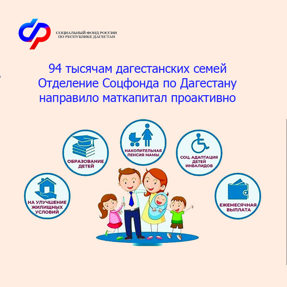Отделение Социального фонда по Дагестану направило материнский капитал проактивно 94 тысячам дагестанских семей